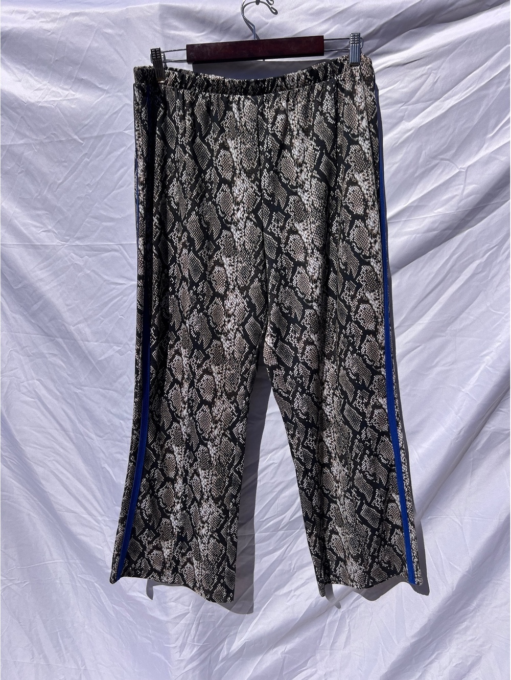 Wild Fable XL Snake Print Track Pants Wide Leg Blue Side Stripe Streetwear